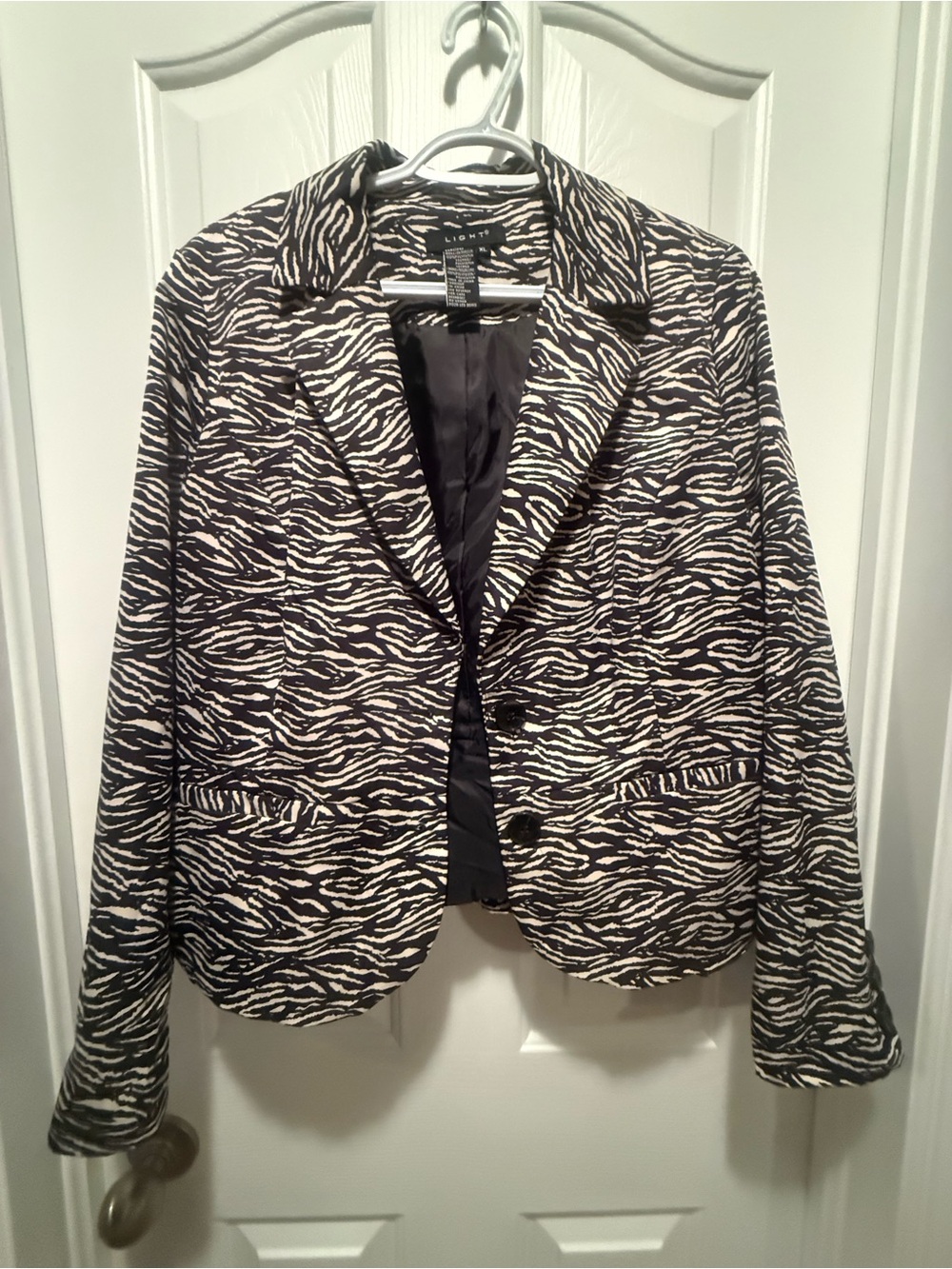 Zebra-Print Tailored Blazer Jacket - Black & White